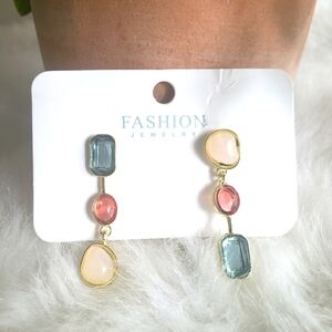 Elegant Gold and Teal Drop Earrings